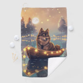 Serviette De Golf Finlandais Lapphund Noël Festive Voyage (En situation)