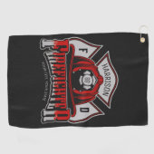Serviette De Golf Firefighter Helmet ADD NAME Fire Department Rescue (Horizontal)