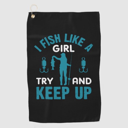 Serviette De Golf Fisher Je Pêche Comme Une Fille (Devant)