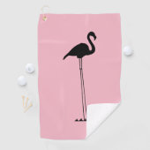 Serviette De Golf Flamant rose aux longues jambes en silhouette (En situation)