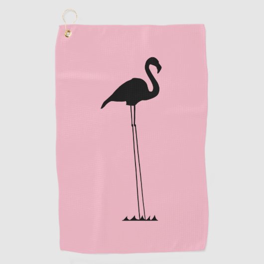 Serviette De Golf Flamant rose aux longues jambes en silhouette (Devant)