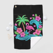 Serviette De Golf Flamant rose de néon tropical (En situation)