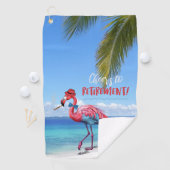 Serviette De Golf Flamant rose de retraite sur Tropical Beach (En situation)