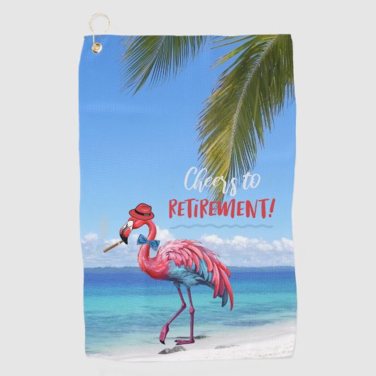 Serviette De Golf Flamant rose de retraite sur Tropical Beach (Devant)