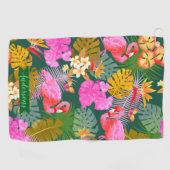 Serviette De Golf Flamant rose Garden Vert foncé (Horizontal)
