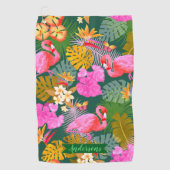 Serviette De Golf Flamant rose Garden Vert foncé (Devant)