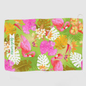 Serviette De Golf Flamant rose Jardin Vert clair (Horizontal)