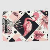 Serviette De Golf Flamant rose mignon géométrique (Horizontal)