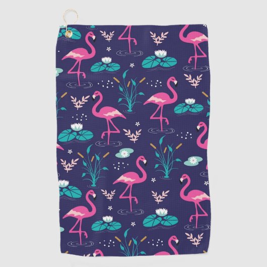 Serviette De Golf Flamant rose mignon Motif sans couture (Devant)