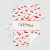 Serviette De Golf Flamant rose personnalisé rose et blanc pour dames (En situation)
