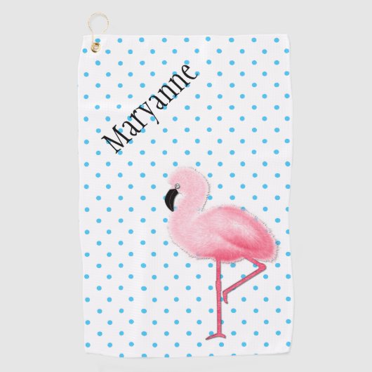 Serviette de golf Flamant rose rose (Devant)