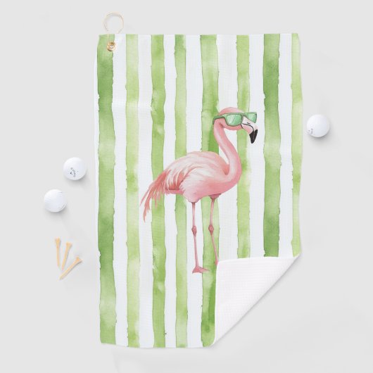 Serviette De Golf Flamant rose rose avec lunettes de soleil Grandes (En situation)