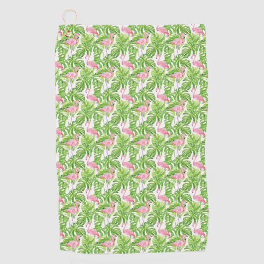 Serviette De Golf Flamant rose rose tropical (Devant)
