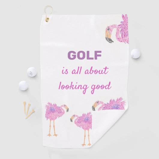 Serviette de golf Flamant rose soignée (En situation)