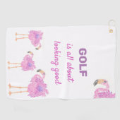 Serviette de golf Flamant rose soignée (Horizontal)