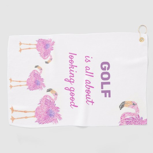 Serviette de golf Flamant rose soignée (Horizontal)
