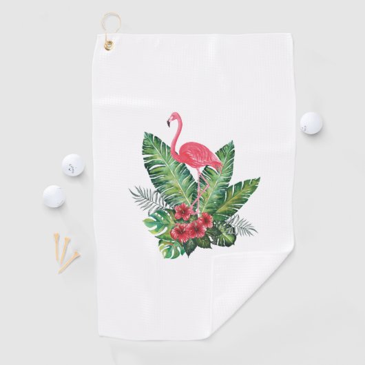 Serviette De Golf Flamant rose tropical feuille (En situation)