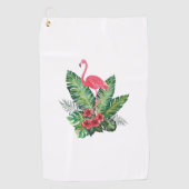 Serviette De Golf Flamant rose tropical feuille (Devant)