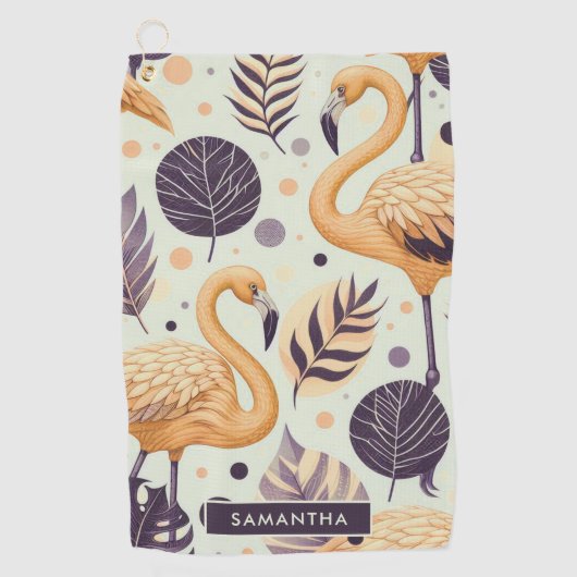 Serviette De Golf Flamant rose vintage sans couture (Devant)