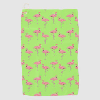 Serviette De Golf Flamants roses à motif vert citron