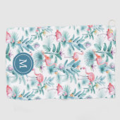 Serviette De Golf Flamants roses et fleurs tropicales motif (Horizontal)