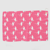 Serviette De Golf Flamants roses Motif blanc sur rose (Horizontal)