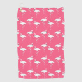 Serviette De Golf Flamants roses Motif blanc sur rose (Devant)