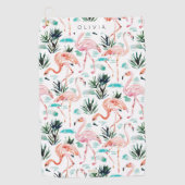 Serviette De Golf FLAMANTS ROSES roses AWKWARRRD Aquarelle (Devant)