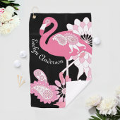 Serviette De Golf Flamingo Rose Noir Moderne Fantaisiste
