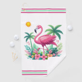 Serviette De Golf Flamingo rose tropicale/Floride (En situation)