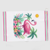 Serviette De Golf Flamingo rose tropicale/Floride (Horizontal)