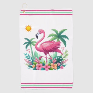 Serviette De Golf Flamingo rose tropicale/Floride