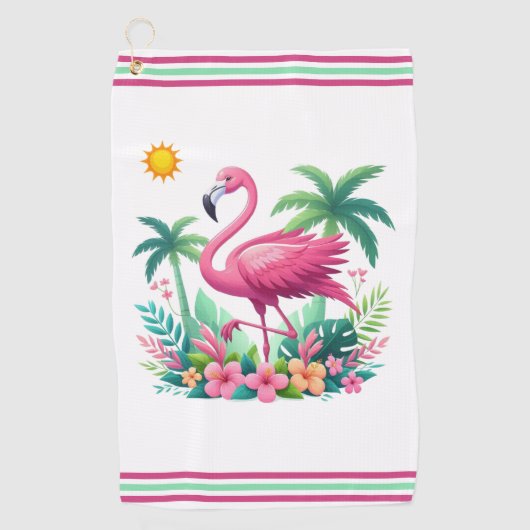 Serviette De Golf Flamingo rose tropicale/Floride (Devant)