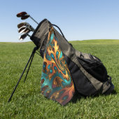 Serviette De Golf Flammes Abstraites or Turquoise orange, (Vert)