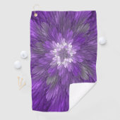 Serviette De Golf Fleur abstraite violette psychédélique Art fractal (En situation)