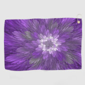 Serviette De Golf Fleur abstraite violette psychédélique Art fractal (Horizontal)