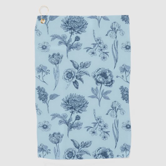 Serviette De Golf Fleur Bleue (Devant)