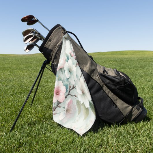 Serviette De Golf Fleur de Cerisier (Vert)