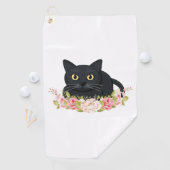 Serviette De Golf fleur de chat noir (En situation)