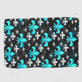 Serviette De Golf Fleur De Lis Blanc Bleu (Horizontal)