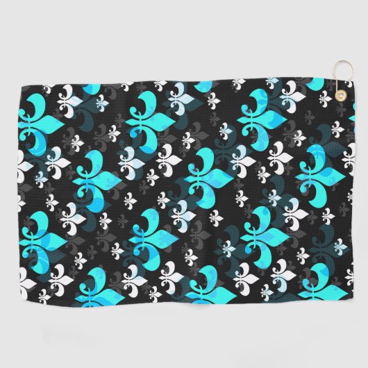 Serviette De Golf Fleur De Lis Blanc Bleu (Horizontal)
