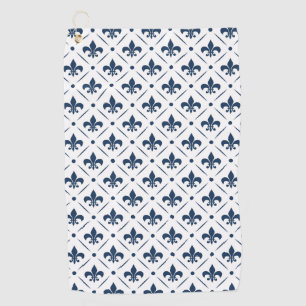Serviette De Golf Fleur De Lis bleu foncé motif sur arrière - plan b