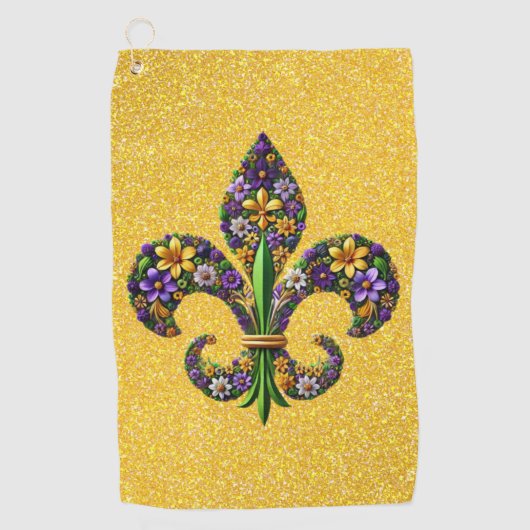 Serviette De Golf Fleur de lis Floral Mardi Gras (Devant)