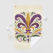 Serviette De Golf Fleur de lis jaune et vert violet (En situation)
