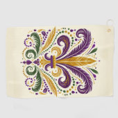 Serviette De Golf Fleur de lis jaune et vert violet (Horizontal)