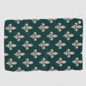 Serviette De Golf Fleur de Lis Motif, Royal French Creative on Green (Horizontal)