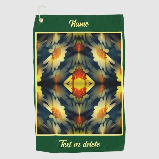 Serviette De Golf Fleur de marguerite jaune Abstrait personnalisé (Devant)