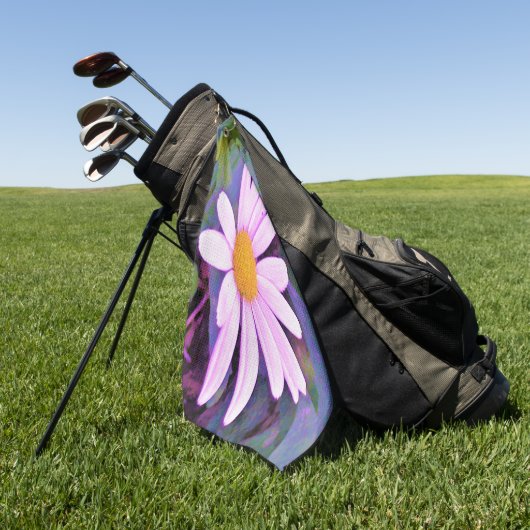 Serviette De Golf Fleur de marguerite rose (Vert)