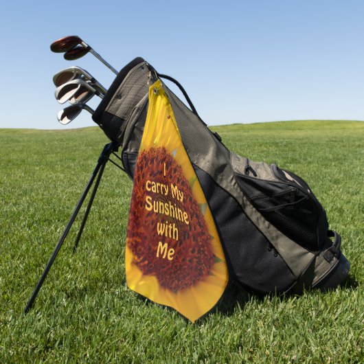Serviette De Golf Fleur de soleil brillante Je porte mon soleil avec (Vert)