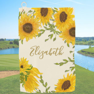 Serviette De Golf Fleur de soleil jaune Floral personnalisé femmes